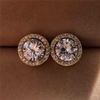 ピアス リング ストーン パーティ 高級感 アクセ キラキラ ジュエル ゴールド(ピアス)