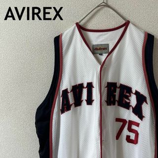 アヴィレックス(AVIREX)のL2 AVIREX ゲームシャツ　刺繍ロゴ　メッシュ　ノースリーブ　2XLメンズ(タンクトップ)