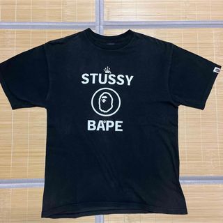 A BATHING APE - APE BAPE KAWS STUSSY logo tシャツ　shark m