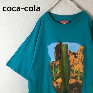 コカコーラ(コカ・コーラ)のY1 コカコーラ　サボテン柄　USA製　グリーン系　Lサイズ　オーバーサイズ(Tシャツ/カットソー(半袖/袖なし))