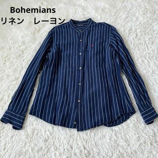 ボヘミアンズ(Bohemians)のBohemians ボヘミアンズ　リネン混　ストライプ　バントカラー　シャツ(シャツ)