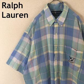 POLO RALPH LAUREN - U1 ラルフローレン　ゴルフ　刺繍　半袖　チェック柄シャツ　Ｌメンズ　ゆったり