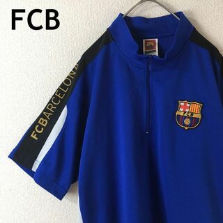 R1 FCB バルセロナ　半袖　ゲームシャツ　ハーフジップアップ　XLメンズ(ポロシャツ)