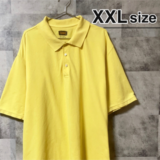 USA古着　ポロシャツ　XXL　イエロー　黄色　無地　コットン　オーバーサイズ(ポロシャツ)