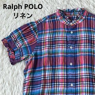 ポロラルフローレン(POLO RALPH LAUREN)のラルフローレン　ポロ　リネン　フリル　シャツ　半袖(シャツ/ブラウス(半袖/袖なし))