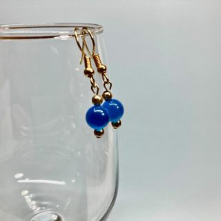 ピアス　キャッツアイピアス(ブルー)  パワーストーンピアス G #2 