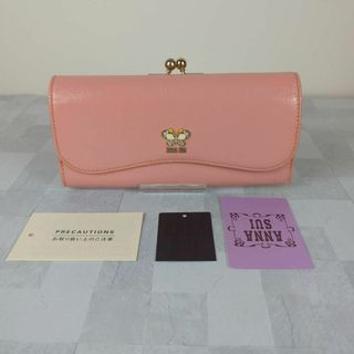 アナスイ(ANNA SUI)の廃盤　ANNA SUI バタフライ　がま口　長財布　ピンク　エナメル　牛革(財布)