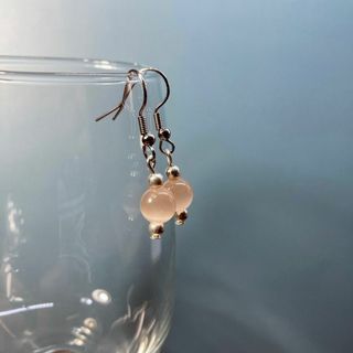 ピアス　キャッツアイピアス(ベージュ)  パワーストーンピアス S (ピアス)