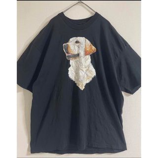 ヘインズ(Hanes)の90s ヘインズ dog Tシャツ USA 犬 ラブラドール 黒　レトリバー(Tシャツ/カットソー(半袖/袖なし))