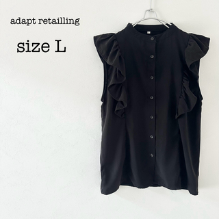 【adapt retailing 】 フリルブラウス　シャツ　ノースリーブ　L(シャツ/ブラウス(半袖/袖なし))
