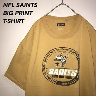 《ビッグプリント》海外古着NFLチームロゴTシャツ半袖ニューオリンズセインツXL(Tシャツ/カットソー(半袖/袖なし))