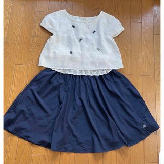 ポンポネット(pom ponette)の美品　ポンポネットジュニア　半袖ワンピース　L 160 ドッキングワンピ　リボン(ワンピース)