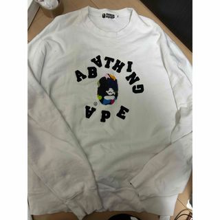 A BATHING APE - 激レア2XL！BAPE逆さカレッジマルチカモ猿刺繍スウェット白