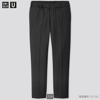 ユニクロ(UNIQLO)の美品 UNIQLO U　ワイドフィットテーパードパンツ ブラック 黒 Mサイズ(スラックス)