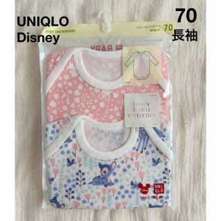 ユニクロ(UNIQLO)のユニクロ ディズニー バンビ ベビー 70cm 長袖ボディ 肌着(肌着/下着)