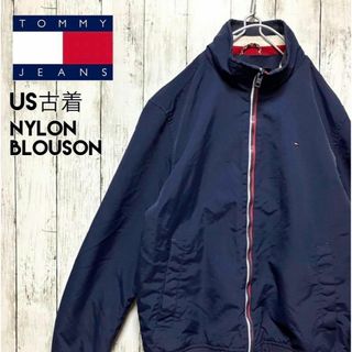 トミージーンズ(TOMMY JEANS)のUS古着トミージーンズナイロンブルゾンハリントンジャケット刺繍ロゴリブ【e15】(ナイロンジャケット)