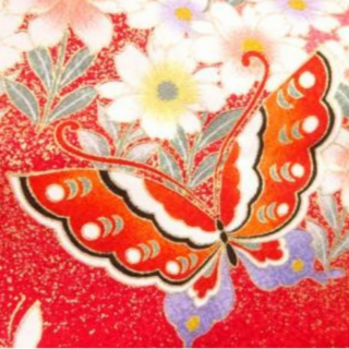 華やかで甘いピンク☆白の花々を囲んで蝶々も舞ってお祝いの7歳七五三用祝い着(和服/着物)