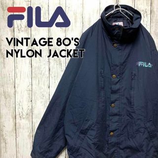 フィラ(FILA)の80sビンテージ フィラ マジックライン ナイロンジャケット 刺繍ロゴ【a50】(ナイロンジャケット)