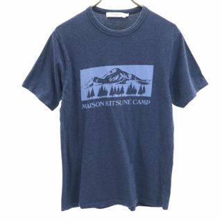 メゾンキツネ(MAISON KITSUNE')のメゾンキツネ プリント 半袖 Tシャツ XS ネイビー MAISON KITSUNE メンズ(Tシャツ/カットソー(半袖/袖なし))