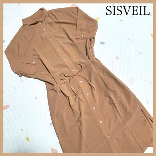 【SISVEIL】 シスベール ロングワンピース 半袖ワンピース ベージュ 肌色(ひざ丈ワンピース)