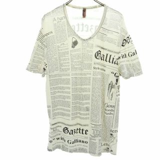 ジョンガリアーノ(John Galliano)のジョンガリアーノ ニュースペーパー柄 半袖 Tシャツ 46 アイボリー系 JOHN GALLIANO メンズ(Tシャツ/カットソー(半袖/袖なし))