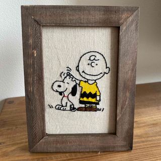 スヌーピー(SNOOPY)のスヌーピー　刺繍　フレーム　ハンドメイド(インテリア雑貨)