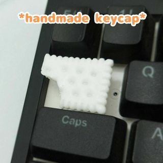 自作キーキャップ　ホワイトビスケット　キートップ　keycaps ミニチュア(PC周辺機器)