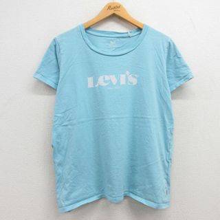 Levi's - 古着 リーバイス Levis 半袖 Tシャツ レディース ビッグロゴ コットン クルーネック 水色 24jun03 中古