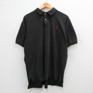 ラルフローレン(Ralph Lauren)のXL★古着 ラルフローレン Ralph Lauren 半袖 ブランド ポロ シャツ メンズ 90年代 90s ワンポイントロゴ 大きいサイズ コットン USA製 黒 ブラック 24jun03 中古 トップス(ポロシャツ)