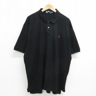 ラルフローレン(Ralph Lauren)のXL★古着 ラルフローレン Ralph Lauren 半袖 ブランド ポロ シャツ メンズ 90年代 90s ワンポイントロゴ 大きいサイズ コットン 黒 ブラック 24jun03 中古 トップス(ポロシャツ)