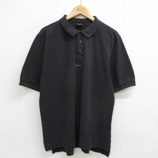 ナイキ(NIKE)のXL★古着 ナイキ NIKE 半袖 ブランド ポロ シャツ メンズ センタースウォッシュ ワンポイントロゴ 鹿の子 大きいサイズ コットン 黒 ブラック 【spe】 24jun03 中古 トップス(ポロシャツ)