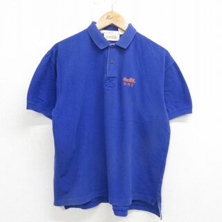 XL★古着 半袖 ポロ シャツ メンズ 90年代 90s コカコーラ 鹿の子 青 ブルー 24jun03 中古 トップス(ポロシャツ)