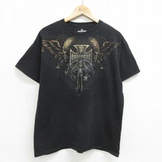 L★古着 半袖 Tシャツ メンズ ウエストコーストチョッパーズ スカル コットン クルーネック 黒 ブラック 24jun03 中古(Tシャツ/カットソー(半袖/袖なし))