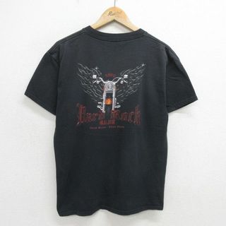 L★古着 ハードロックカフェ 半袖 ビンテージ Tシャツ メンズ 00年代 00s バイク コットン クルーネック 黒 ブラック 【spe】 24jun03 中古(Tシャツ/カットソー(半袖/袖なし))