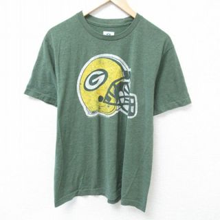 M★古着 半袖 Tシャツ メンズ NFL グリーンベイパッカーズ クルーネック 濃緑 グリーン 霜降り アメフト スーパーボウル 24jun03 中古(Tシャツ/カットソー(半袖/袖なし))