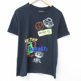 L★古着 半袖 Tシャツ メンズ アニメ ニコロデオン ラグラッツ チャッキー コットン クルーネック 黒 ブラック 24jun03 中古(Tシャツ/カットソー(半袖/袖なし))