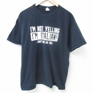 XL★古着 ジャージーズ 半袖 Tシャツ メンズ イタリアン コットン クルーネック 黒 ブラック 24jun03 中古(Tシャツ/カットソー(半袖/袖なし))