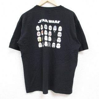 L★古着 半袖 Tシャツ メンズ スターウォーズ STAR WARS トゥルーパー コットン クルーネック 黒 ブラック 24jun03 中古(Tシャツ/カットソー(半袖/袖なし))