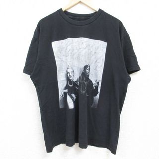 XL★古着 半袖 Tシャツ メンズ トゥパック 2パック 2PAC マリリンモンロー 大きいサイズ クルーネック 黒 ブラック 【spe】 24jun03 中古(Tシャツ/カットソー(半袖/袖なし))