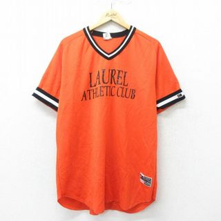 XL★古着 長袖 ビンテージ Tシャツ メンズ 80年代 80s LAUREL 大きいサイズ Vネック ラグラン オレンジ他 24jun03 中古(Tシャツ/カットソー(半袖/袖なし))