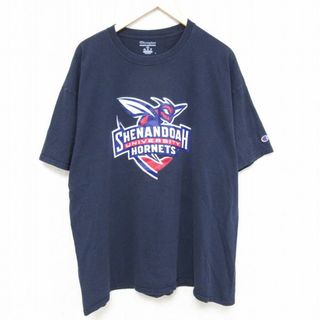 チャンピオン(Champion)のXL★古着 チャンピオン Champion 半袖 ブランド Tシャツ メンズ シェナンドー 大学 大きいサイズ コットン クルーネック 紺 ネイビー 24jun03 中古(Tシャツ/カットソー(半袖/袖なし))