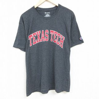 チャンピオン(Champion)のXL★古着 チャンピオン Champion 半袖 ブランド Tシャツ メンズ テキサステック クルーネック 濃グレー 霜降り 24jun03 中古(Tシャツ/カットソー(半袖/袖なし))