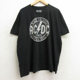 XL★古着 半袖 ロック バンド Tシャツ メンズ AC/DC 大きいサイズ コットン クルーネック 黒 ブラック 24jun03 中古(Tシャツ/カットソー(半袖/袖なし))