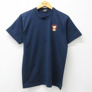 フィラ(FILA)のM★古着 フルーツオブザルーム 半袖 ビンテージ Tシャツ メンズ 90年代 90s フィラデルフィア マリオット クルーネック USA製 濃紺 ネイビー 24jun03 中古(Tシャツ/カットソー(半袖/袖なし))