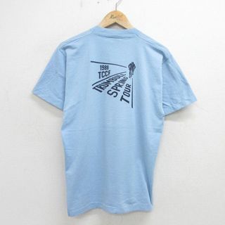 SCREEN STARS - M★古着 スクリーンスターズ 半袖 ビンテージ Tシャツ メンズ 80年代 80s サイクリング クルーネック USA製 薄紺 ネイビー 24jun03 中古