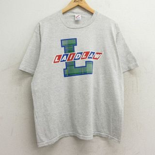 XL★古着 ジャージーズ 半袖 ビンテージ Tシャツ メンズ 90年代 90s LAIDLAW クルーネック USA製 薄グレー 霜降り 24jun03 中古(Tシャツ/カットソー(半袖/袖なし))