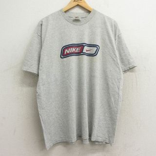 ナイキ(NIKE)のXL★古着 ナイキ NIKE 半袖 ビンテージ Tシャツ メンズ 00年代 00s ビッグロゴ JUST DO IT 大きいサイズ クルーネック グレー 霜降り 24jun03 中古(Tシャツ/カットソー(半袖/袖なし))