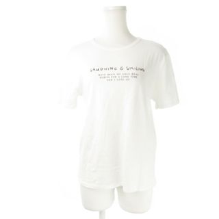 ザラ(ZARA)のザラ Tシャツ カットソー 半袖 薄手 ストレッチ プリント テキスト S 白(その他)