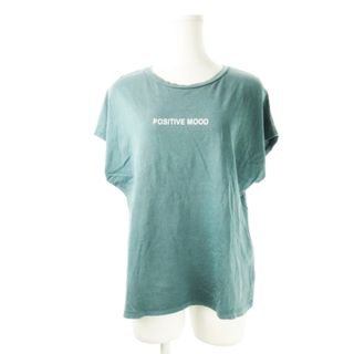 ザラ(ZARA)のザラ Tシャツ カットソー 半袖 薄手 プリント ヴィンテージ加工 S 緑(Tシャツ(半袖/袖なし))