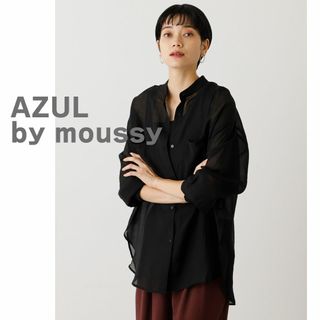 アズールバイマウジー(AZUL by moussy)のAZUL by moussy アズール　マウジー　ブラウス　シースルー　黒(シャツ/ブラウス(長袖/七分))